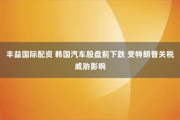 丰益国际配资 韩国汽车股盘前下跌 受特朗普关税威胁影响