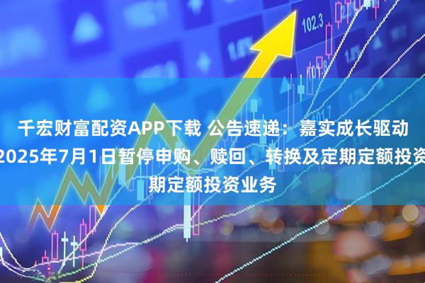 千宏财富配资APP下载 公告速递：嘉实成长驱动混合2025年7月1日暂停申购、赎回、转换及定期定额投资业务