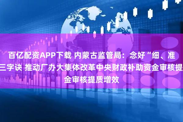 百亿配资APP下载 内蒙古监管局：念好“细、准、实”三字诀 推动厂办大集体改革中央财政补助资金审核提质增效