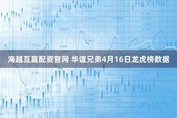 海越互赢配资官网 华谊兄弟4月16日龙虎榜数据